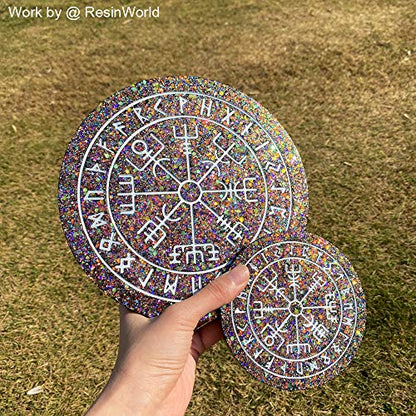 ResinWorld Rune Set Mold for Resin, Viking Divination Runes Resin Mold, Runes Dice Large Viking Rune Compass Silicone Mold