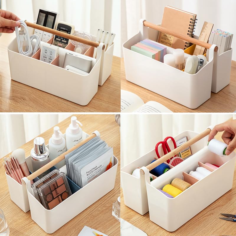 Art Supply Caddy Organizer with Handle,Teacher Tool Storage with Divider - color: Yellow Divider