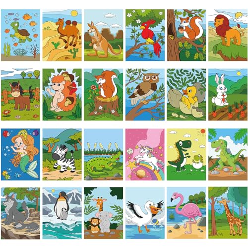 Sherr 24 Pcs Pre Drawn Canvas for Painting Adult Pre Printed Canvas Bulk Sip and Paint Kit Stretched Panels Paint Set for Theme Valentine Painting Night Party Favor(Animal,8 x 10 Inch) - size: 8 x 10 Inch, style: Animal