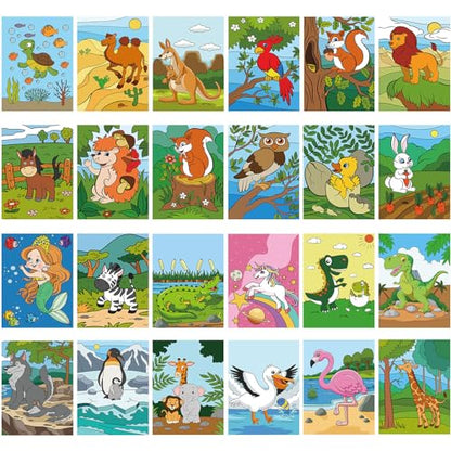 Sherr 24 Pcs Pre Drawn Canvas for Painting Adult Pre Printed Canvas Bulk Sip and Paint Kit Stretched Panels Paint Set for Theme Valentine Painting Night Party Favor(Animal,8 x 10 Inch) - size: 8 x 10 Inch, style: Animal