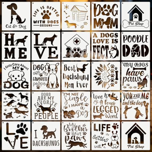 Pet Stencils for Crafts Reusable 25Pcs Stencils(5.9X5.9 Inch) - color: Pet
