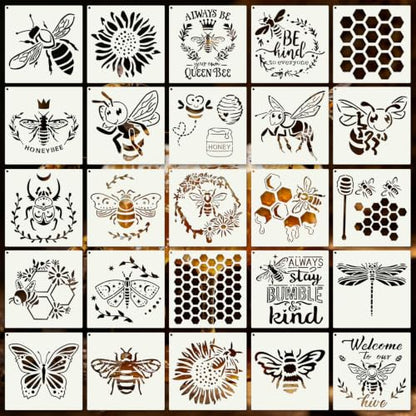 Insect Bee Stencils for Crafts Reusable 25Pcs Stencils(6X6 Inch) - color: Bee 1