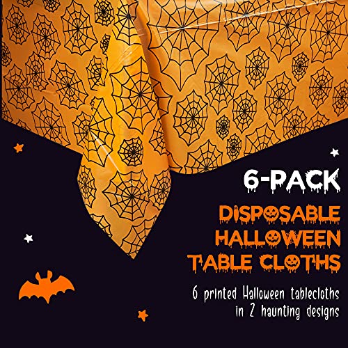 MATICAN Disposable Table Cloths, Bats and Spider Web Plastic Table Covers, 54 x 108 Inches, Halloween Party Decorations - color: Spider Web & Bats