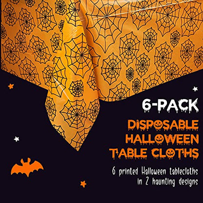 MATICAN Disposable Table Cloths, Bats and Spider Web Plastic Table Covers, 54 x 108 Inches, Halloween Party Decorations - color: Spider Web & Bats