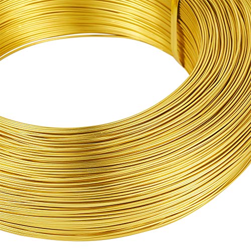 PandaHall 984 Feet Aluminum Wire 20 Gauge Flexible Metal Craft Wire for DIY Manual Arts Jewelry Making(Gold)