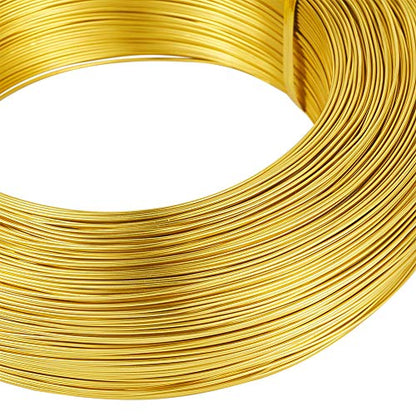 PandaHall 984 Feet Aluminum Wire 20 Gauge Flexible Metal Craft Wire for DIY Manual Arts Jewelry Making(Gold)
