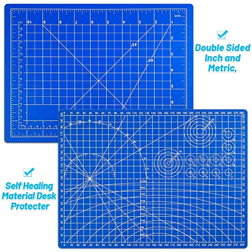 Anezus Exacto Knife Hobby Cutter with A4 Self Healing Cutting Mat Hobby Knife Set with 30 PCS Exacto Blades Precision Art Knife for Crafts Paper Scrapbooking Stencil - color: B.blue