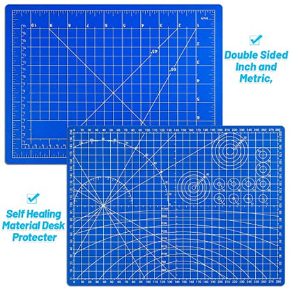 Anezus Exacto Knife Hobby Cutter with A4 Self Healing Cutting Mat Hobby Knife Set with 30 PCS Exacto Blades Precision Art Knife for Crafts Paper Scrapbooking Stencil - color: B.blue