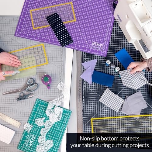 Breman Precision 9x12 Inch Self Healing Cutting Mat – 2-Sided 5-Ply PVC Green/Black Cutting Mats for Crafts, Sewing, Quilting & DIY Projects with Durable Non-Slip Surface & Precise Grid Lines - color: Green/Black, size: 9x12