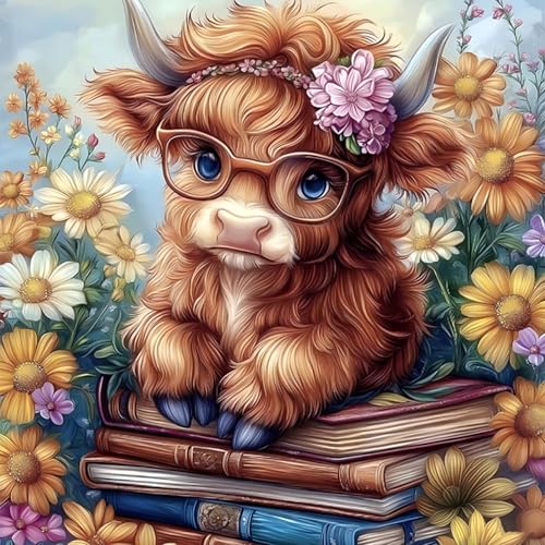 HighlandCow Square Diamond Art Kits for Adults,Healing Diamond Painting | Diamond Art Kit for Beginners, 5D DIY Full Drill Diamond Painting Gem Art, Home Wall Art Gifts(14x14inch) - color: DP03650