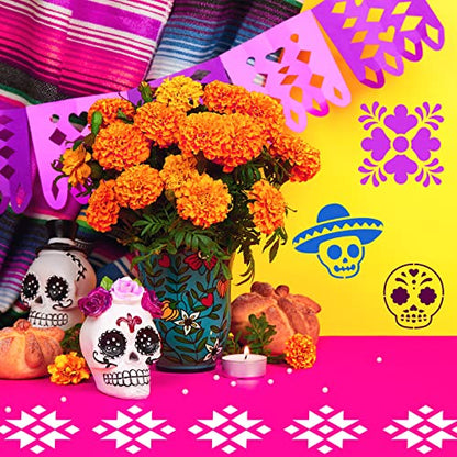 Fainne 100 Pcs 2 Inch Mexican Stencils Small Stencils for Painting | Reusable Craft Stencils, DIY Scrapbook, Wood Wall Fabric Rock Chalkboard Sign Painting, Home Art Decor Projects - style: Mexican Festival