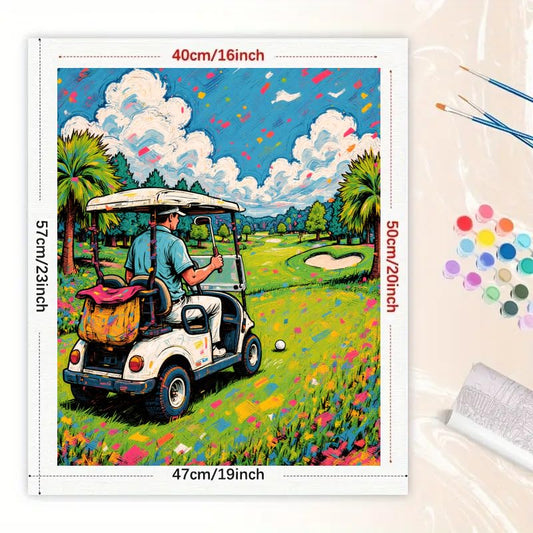 ENTORLAB Golf Course Digital Painting Kit for Adults - DIY Golfer Landscape Oil Painting on Canvas 16x20 inches, Acrylic Paint Kit, Good for Beginners, Home Decor or Gift Artwork - color: XNN00485, size: 16X20IN Folded