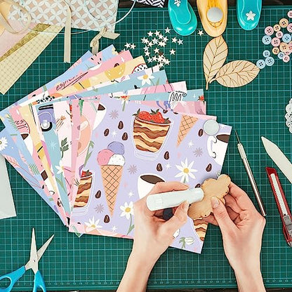 Scrapbook Paper, 24 Sheets 6"×6" 160gsm Single-Sided Patterned Cardstock - color: 24 sheets-cartoon