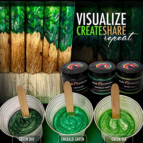 Eye Candy Pigments Premium Green Mica Powder - Emerald Green (50gr) - for Epoxy, Resin, Soap, Paint, Woodworking, Acrylic Pouring, Bath Bombs, Fishing Lures - DIY Arts and Crafts Additive - color: Emerald Green