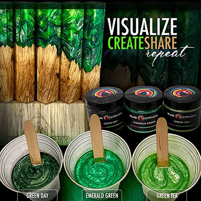 Eye Candy Pigments Premium Green Mica Powder - Emerald Green (50gr) - for Epoxy, Resin, Soap, Paint, Woodworking, Acrylic Pouring, Bath Bombs, Fishing Lures - DIY Arts and Crafts Additive - color: Emerald Green