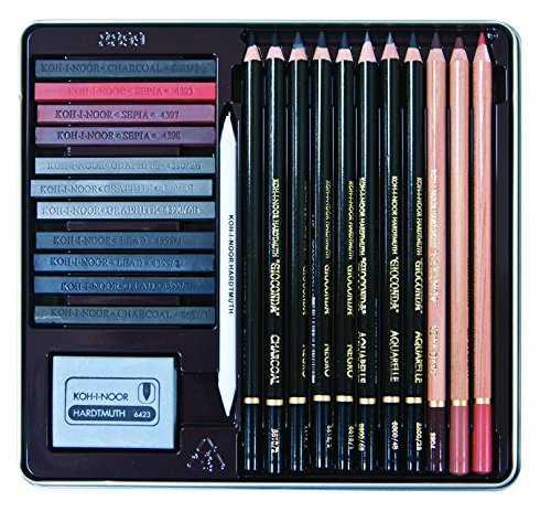 Koh-I-Noor Gioconda 24-Piece Artist Set, Packed in Tin and Blister Carded (8899.OT) - size: 24 Piece Set, style: Packed in Tin and Blister Carded
