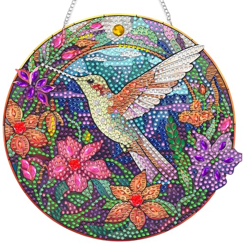 SKRYUIE Bird Hanging Pearl Diamond Art Kits for Adults Suncatcher A53 | Special Shaped Crystal DIY Hanging Diamond Painting Kit, Gift for Mother Spring Summer Window Wreath Decor 7.28 x 7.48 Inch - color: colorful-7