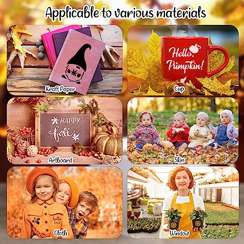 Fainne 100 Pcs 2 Inch Fall Stencils Small Stencils for Painting | Reusable Craft Stencils, DIY Scrapbook, Wood Wall Fabric Rock Chalkboard Sign Painting, Home Art Decor Projects - style: Maple, Pumpkin