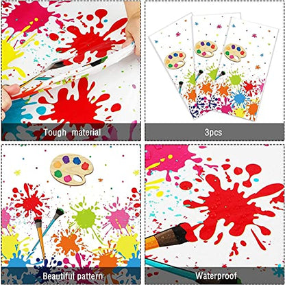 gisgfim 3 Pcs Art Party Decorations Art Paint Party Tablecloth Decoration Supplies Plastic Arts Parties Table Cover Artist Birthday Parties Decor for Kids 105 x 54 inch