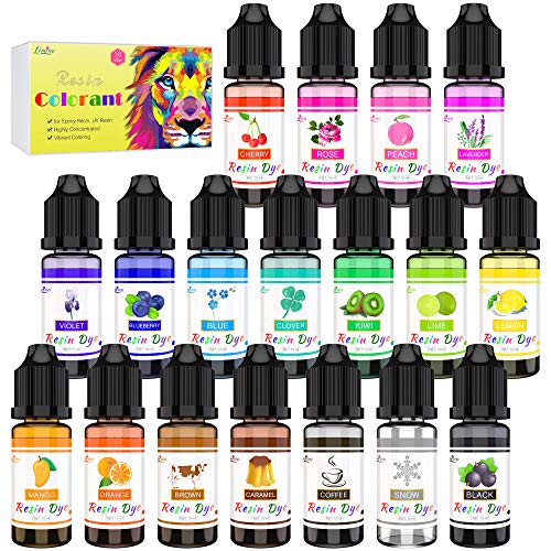 Epoxy Resin Pigment - 18 Colors Epoxy UV Resin Dye Liquid Transparent for UV Glue Coloring, DIY Jewelry Making - Concentrated Epoxy Colorant for Art, Paint, Crafts - 0.35 oz/10ml Each