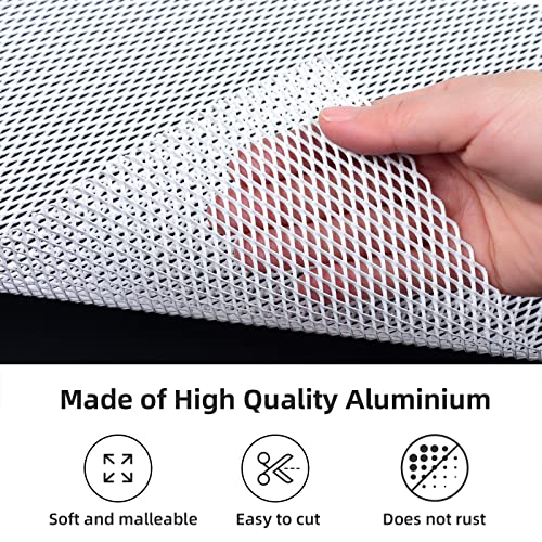 AggAuto Universal 40"x13" Car Grill Mesh 3x6mm Rhombic Hole White | Aluminum Alloy Automotive Grille Insert Bumper, One of the Most Multifunctional Shape Grids 100x33cm - size: 3x6mm Rhombus - White