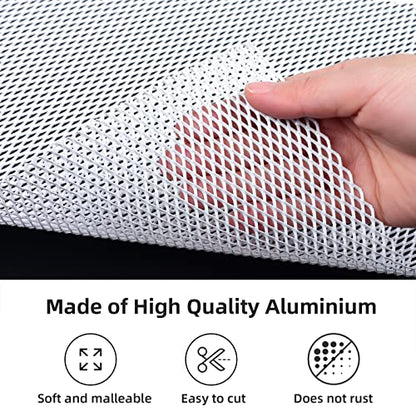 AggAuto Universal 40"x13" Car Grill Mesh 3x6mm Rhombic Hole White | Aluminum Alloy Automotive Grille Insert Bumper, One of the Most Multifunctional Shape Grids 100x33cm - size: 3x6mm Rhombus - White