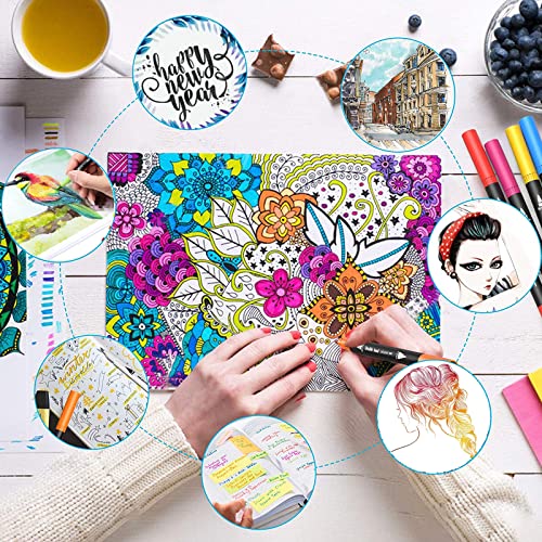 Orange&Yellow Dual Tip Brush Pen,Colored Fine & Brush Calligraphy Pens, Dual Tip Yellow Markers for Adult Coloring Books Drawing Planner Calendar Art Sketch Outlining Sketching Calligraphy - color: Orange
