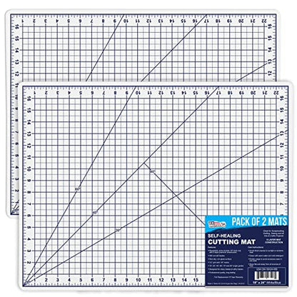 U.S. Art Supply 18"x24" Self-Healing Cutting Mat 5-Ply (2 Pack) White/Blue | Double-Sided White/Blue Craft Mat, Non-Slip Cutting Mats for Crafts, Sewing, Quilting, Scrapbooking - color: White/Blue