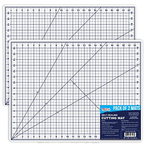 U.S. Art Supply 18"x24" Self-Healing Cutting Mat 5-Ply (2 Pack) White/Blue | Double-Sided White/Blue Craft Mat, Non-Slip Cutting Mats for Crafts, Sewing, Quilting, Scrapbooking - color: White/Blue