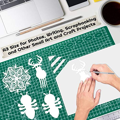 anezus Self Healing Sewing Mat, 12inch x 18inch Rotary Cutting Mat Double Sided 5-Ply Craft Cutting Board for Sewing Crafts Hobby Fabric Precision Scrapbooking Project - color: Green, size: 17.8"L x 11.9"W
