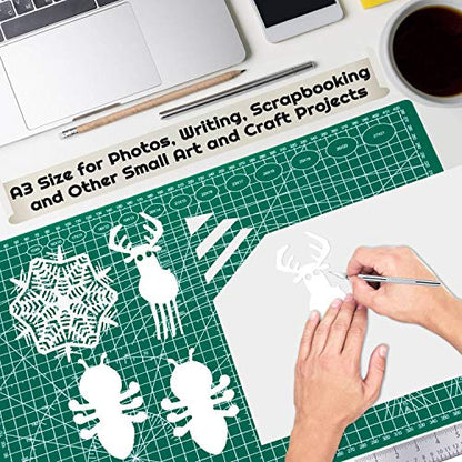 anezus Self Healing Sewing Mat, 12inch x 18inch Rotary Cutting Mat Double Sided 5-Ply Craft Cutting Board for Sewing Crafts Hobby Fabric Precision Scrapbooking Project - color: Green, size: 17.8"L x 11.9"W