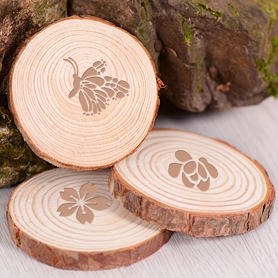 6Pcs Flower Butterfly Plant Stencils, Reusable PET Templates for DIY Crafts & Wood Carving - color: 6 Butterfly