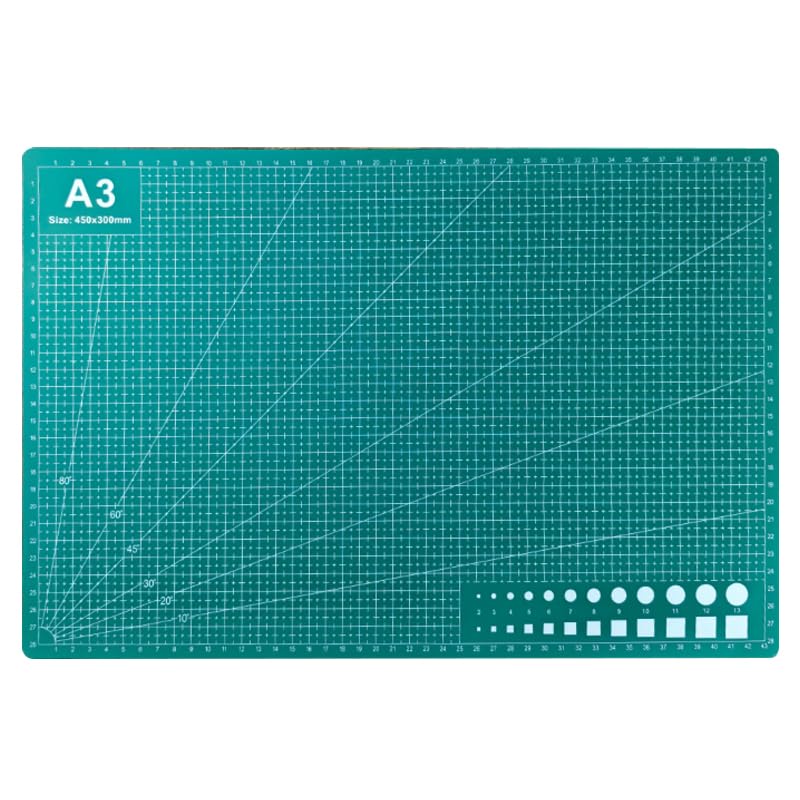 Cutting Mat Art Sewing Mat 17.7"L x 11.8"W Gridded Rotary Cut Board Double-sided for Crafts Hobby Project Sewing Fabric (1, Green, A3:17.7"L x 11.8"W) - size: 17.7"L x 11.8"W
