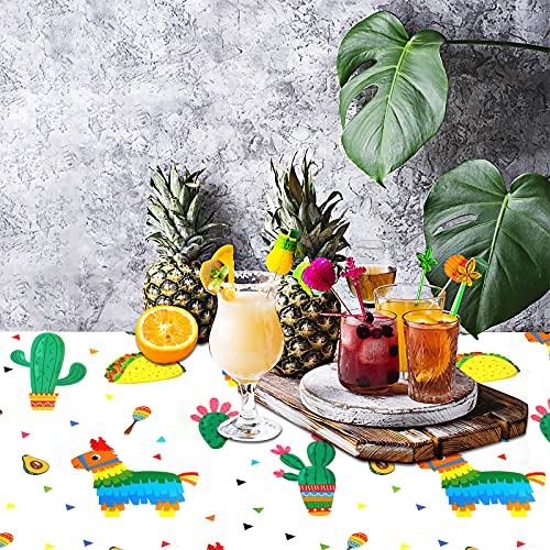 2pcs Cactus Llama Taco Table Cloth for Mexican Final Fiesta Party Decoration Bachelorette Party, Disposable Rectangle Cinco De Mayo Party Tablecovers, Summer Beach Mexican Party Party Supplies