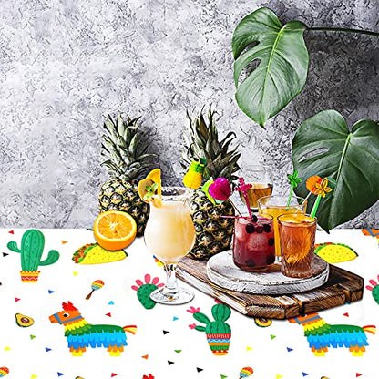 2pcs Cactus Llama Taco Table Cloth for Mexican Final Fiesta Party Decoration Bachelorette Party, Disposable Rectangle Cinco De Mayo Party Tablecovers, Summer Beach Mexican Party Party Supplies