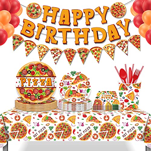 1 Pack Pizza Party Plastic Tablecloth 54 x 87 Inch Long Rectangular Table Cover for Buffet,Birthday Party Holiday Dinner,Picnic or Tablecloth for Kitchen Event Use - color: Pizza
