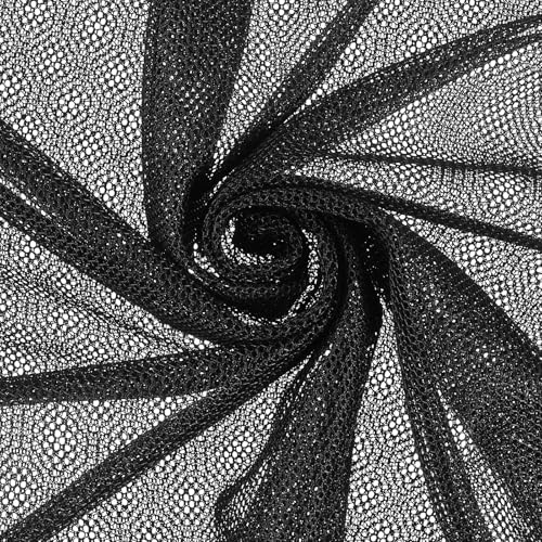 Black Mesh Fabric 59 x 29.5 Inch Mesh Netting Stretchy Power Meshes Fabric for Sewing Crafts Netting Clothes Shopping Bag Backpack Pocket and Straps