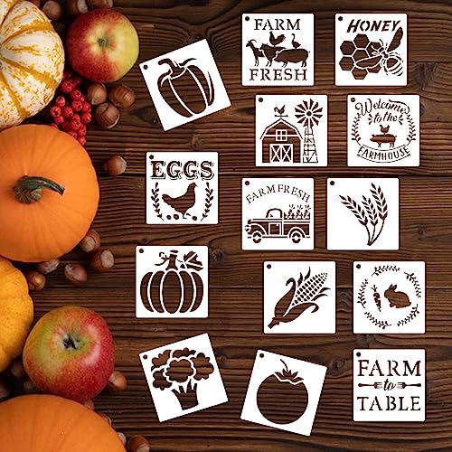 80 Pcs 3 x 3 Inch Stencils for Painting on Wood, Reusable Farm Animal Plastic Stencils DIY Craft Paint Template Set for Wall Rock Home Decor - style: Farm