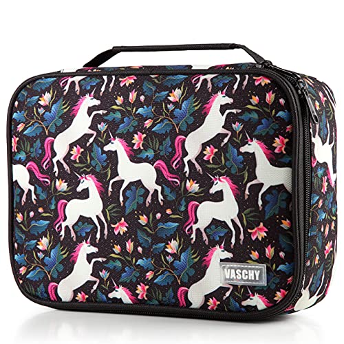 VASCHY Large Pencil Case, Art Color Pencils Pouch with Detachable Layers Multiple Zip Pockets for School Office Stationary Organization Black Unicorn - color: Black Unicorn