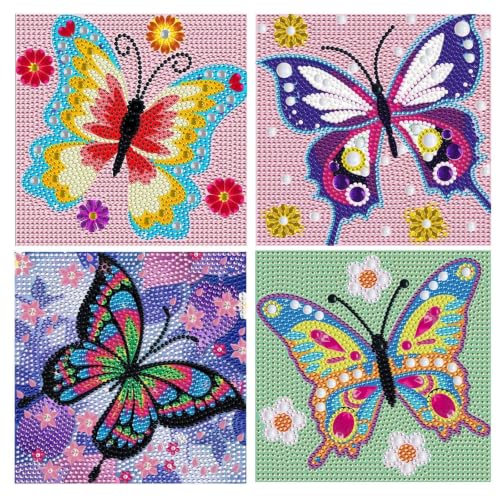 JATOK Diamond Art Kits for Kids, Gem Craft Kits, 4 Pack, Animals, 6 x 6 in - color: Blue