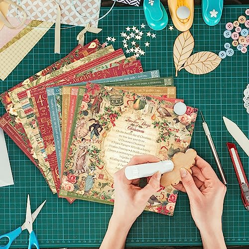 Scrapbook Paper, 24 Sheets 6"×6" 160gsm Single-Sided Patterned Cardstock - color: 24 sheets-carols