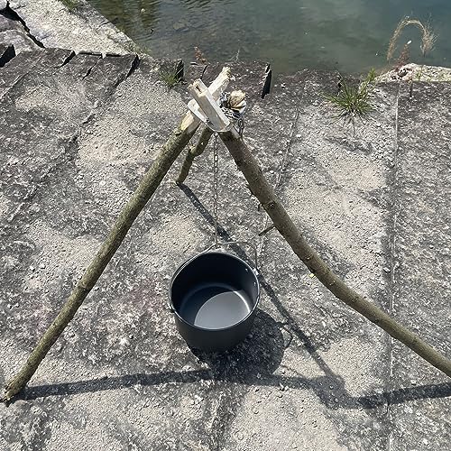 Stainless Steel Camping Tripod Board,Turn Branches into Campfire Tripod | Campfire Support Plate with Adjustable Chain for Hanging Cookware,Rustproof,Portable Camping Gear - color: Standard