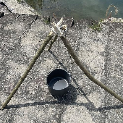 Stainless Steel Camping Tripod Board,Turn Branches into Campfire Tripod | Campfire Support Plate with Adjustable Chain for Hanging Cookware,Rustproof,Portable Camping Gear - color: Standard