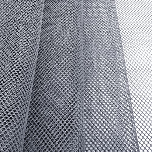 Pllieay 29.5 X 59 Inch Gray Mesh Fabric Slightly Stretchy for Backpack Pocket and Straps, Netting Clothes, Netting Bag Shopping Bag - color: Grey