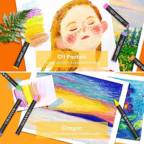 iBayam 150-Pack Deluxe Wooden Art Set Crafts Drawing Painting Kit | 1 Coloring Book, 2 Sketch Pads, Creative Gift Box for Adults Artist Beginners Kids Girls Boys - color: Natural