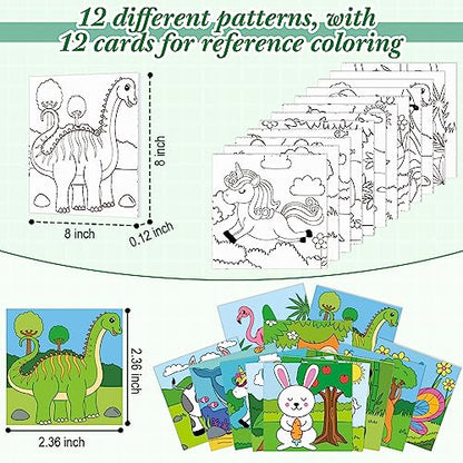 Sherr 12 Pcs Pre Drawn Canvas to Paint Animal Pre Printed Canvas for Painting for Beginners Students DIY Art Paint Supplies Christmas Valentines Party Favor(Cute Animals,8 x 8 Inch) - size: 8 x 8 Inch, style: Cute Animals