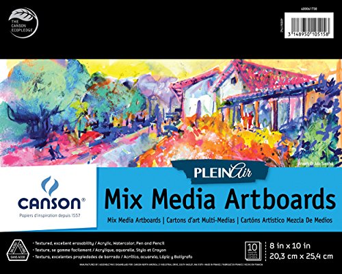 Canson Artist Series Plein Air Mixed Media Paper, Fold Over Art Board, 8x10 inches, 10 Sheets - Artist Paper for Adults and Students - Watercolor, Gouache, Graphite, Ink, Pencil, Marker - size: 8" x 10"