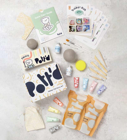 Pott'd Air Dry Clay for Adults. Beginners Home Pottery Kit for Adults. DIY Crafts Includes: Air-Dry Clay, Tools, Paints, Brushes, Sealant, Guides | At Home Pottery Making Kit with Air Dry Clay, Tools, Paints, Brushes, Sealant and Step-by-Step Guide - styl