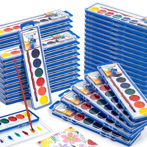 72 Pack Watercolor Paint Set Bulk,8 Colors Washable WaterColor Paint for Kids, Water Color Paint with Brushes, Ideal Gift for Party Favors, Art Supplies for School Classroom Home - size: 1 Count (Pack of 72)