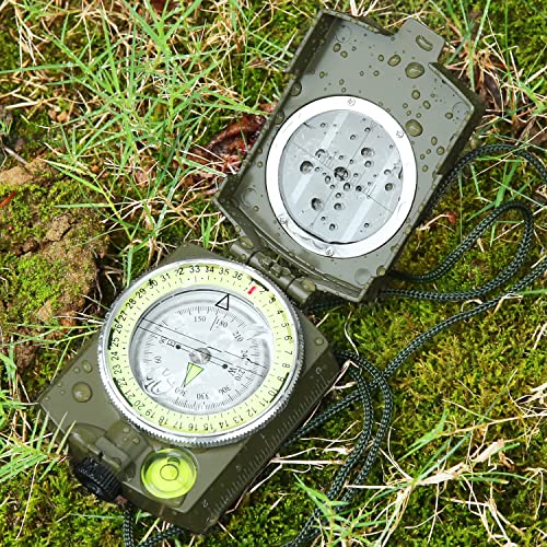 Sportneer Compass: Accurate Durable Lightweight Orienteering Compass with Strap and Carrying Case, Glow in The Dark Waterproof Hiking Essentials for Camping Backpacking, Best Survival Gifts for Kids - color: Camouflage